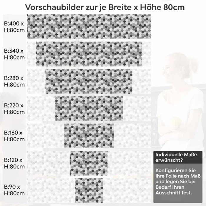 Küchenrückwand Folie Mosaikoptik Hexagon Höhe 80cm
