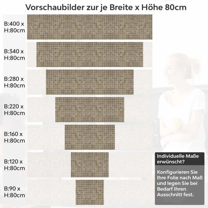 Küchenrückwand Folie Mosaikoptik Naturstein Höhe 80cm