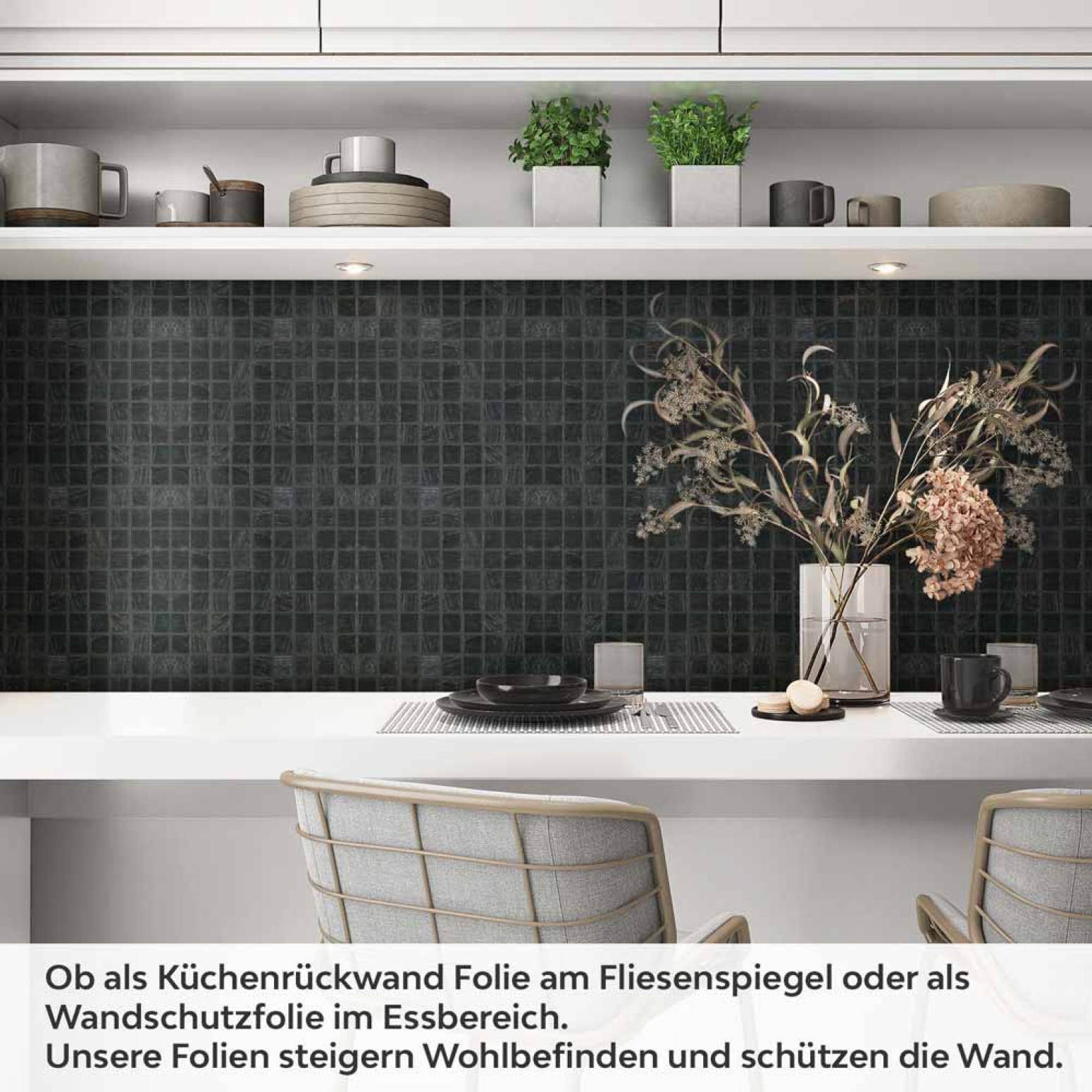Küchenrückwand Folie Dunkles Fliesenmosaik Artikelbild 1