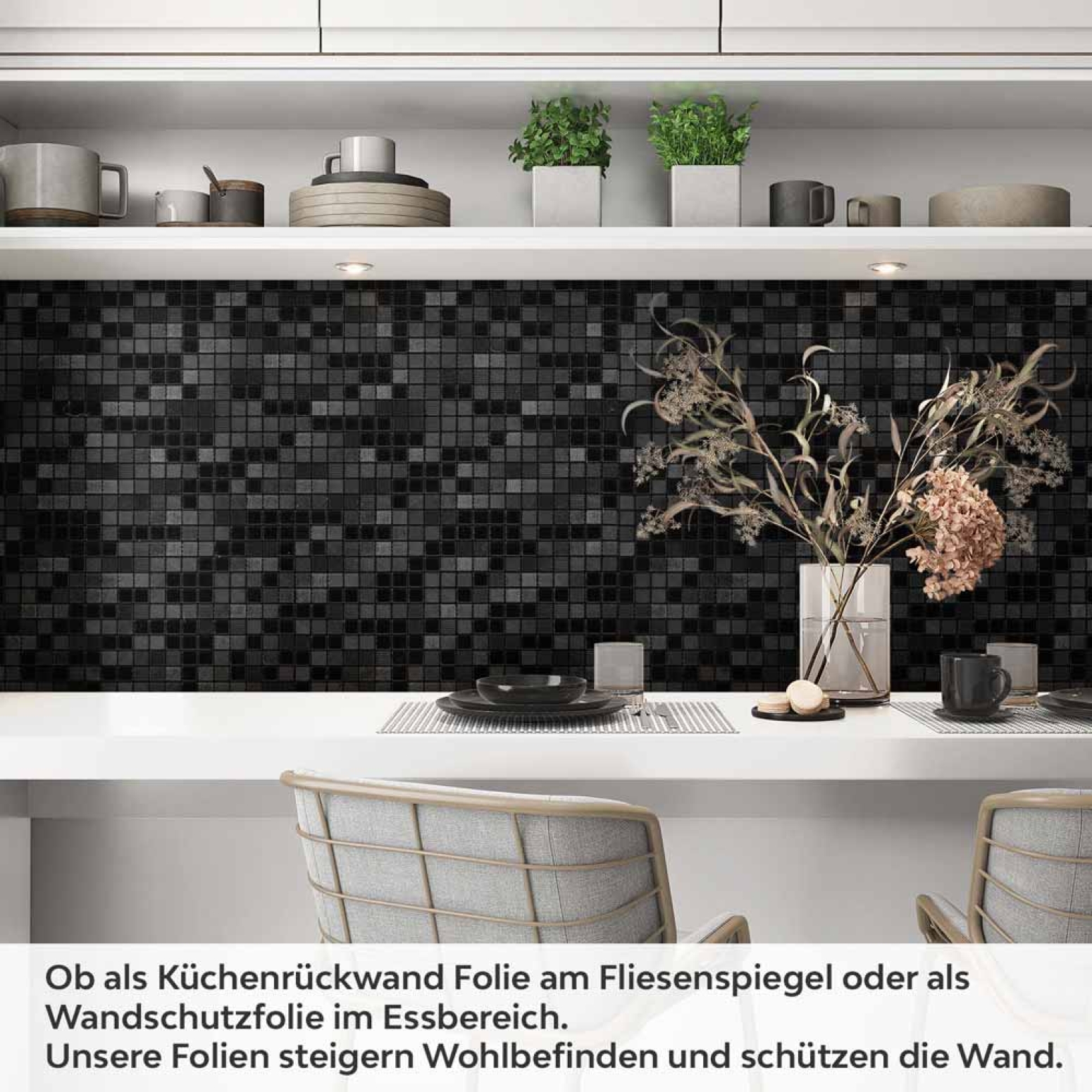 Küchenrückwand Folie Mosaik Schwarz - Dunkler Luxus Artikelbild 1