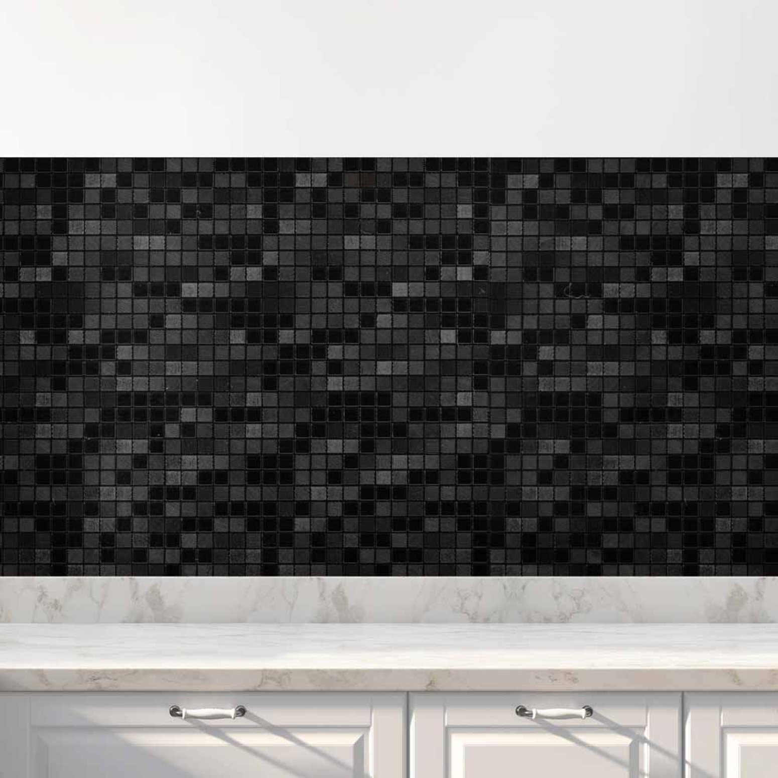 Küchenrückwand Folie Mosaik Schwarz - Dunkler Luxus