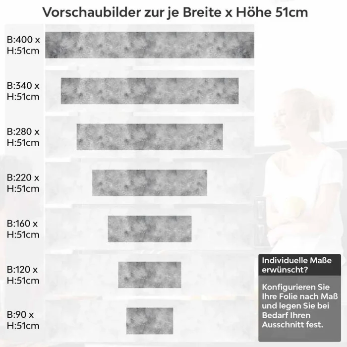Küchenrückwand Folie raue Putzoptik - Urbane Wandgestaltung Höhe 51cm
