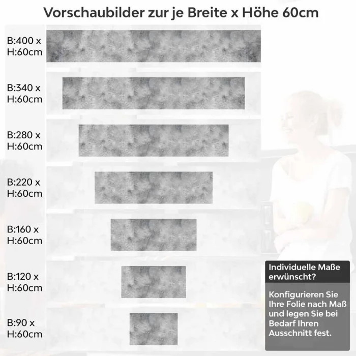 Küchenrückwand Folie raue Putzoptik - Urbane Wandgestaltung Höhe 60cm