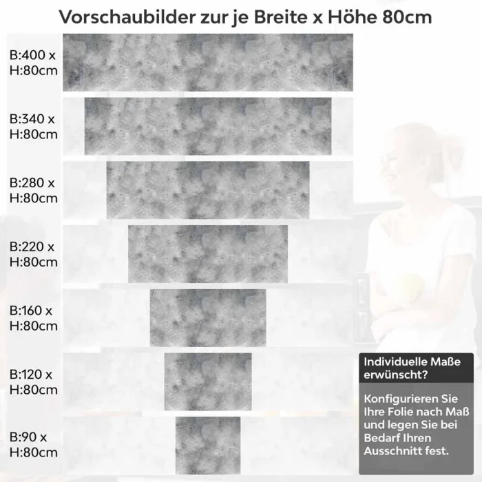 Küchenrückwand Folie raue Putzoptik - Urbane Wandgestaltung Höhe 80cm