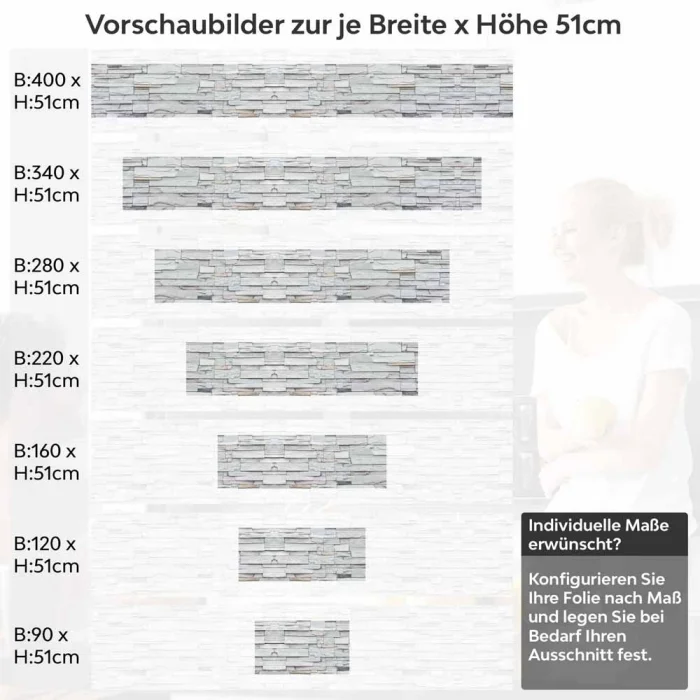 Küchenrückwand Folie Schiefersteine - Steinwandoptik für moderne Küchen Höhe 51cm