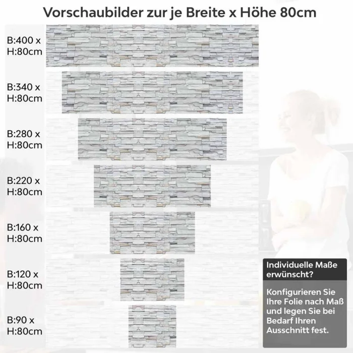 Küchenrückwand Folie Schiefersteine - Steinwandoptik für moderne Küchen Höhe 80cm