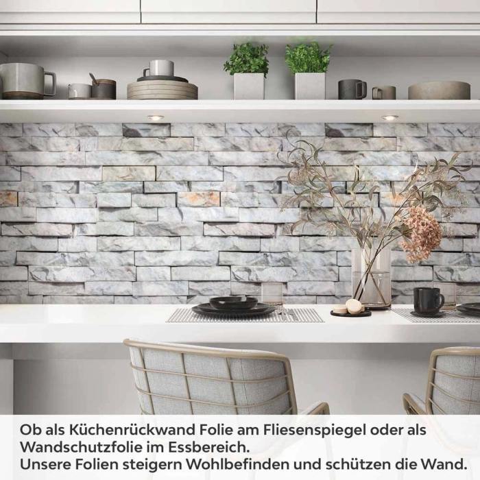 Küchenrückwand Folie Schieferstein Look - Mit lebhaften Akzenten Artikelbild 1