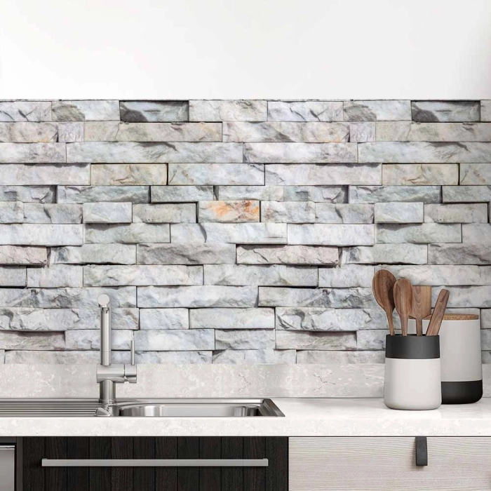 Küchenrückwand Folie Schieferstein Look - Mit lebhaften Akzenten