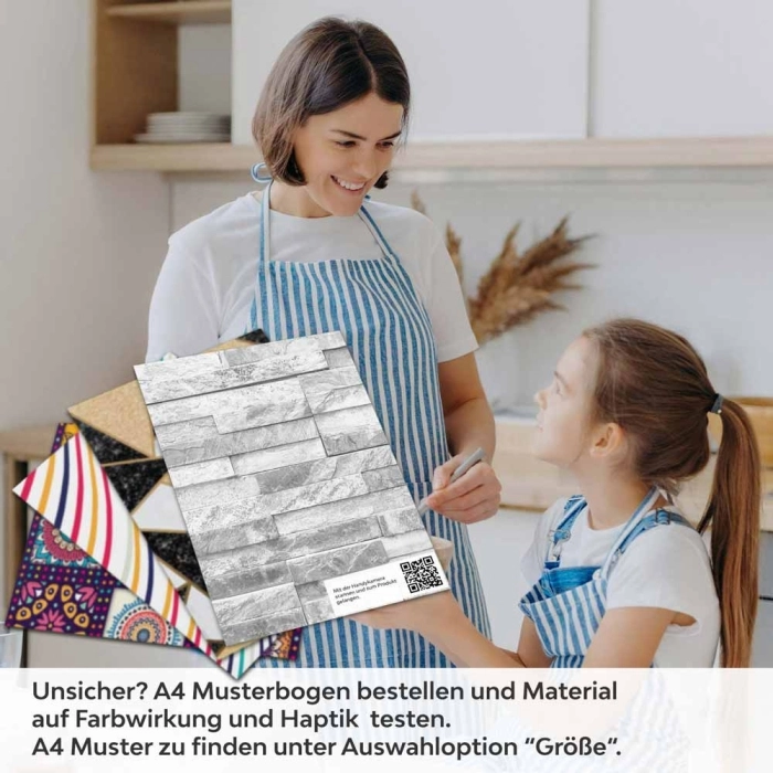 Küchenrückwand Folie Backstein Hell-Weiß - Minimalistischer Chic A4 Muster