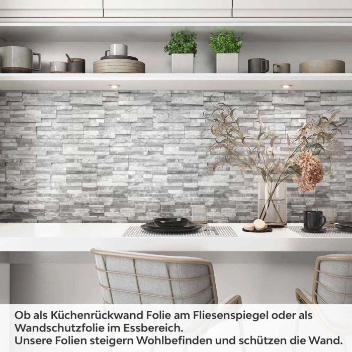 Küchenrückwand Folie Backstein Hell-Weiß - Minimalistischer Chic Artikelbild 1