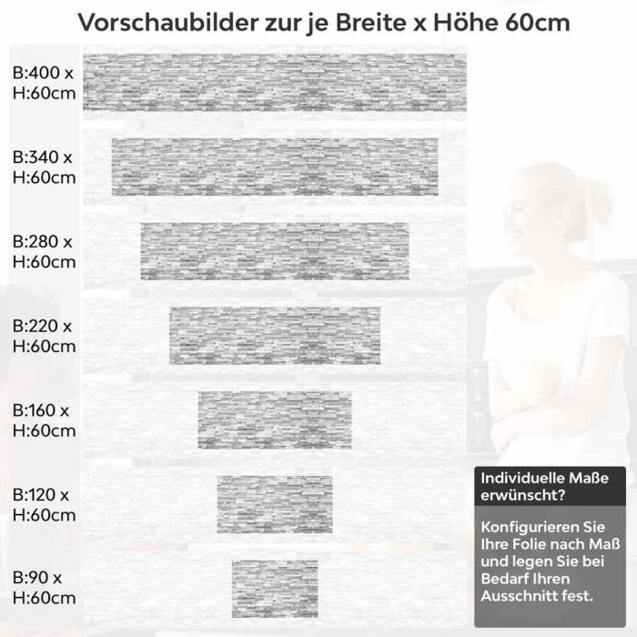 Küchenrückwand Folie Backstein Hell-Weiß - Minimalistischer Chic Höhe 60cm