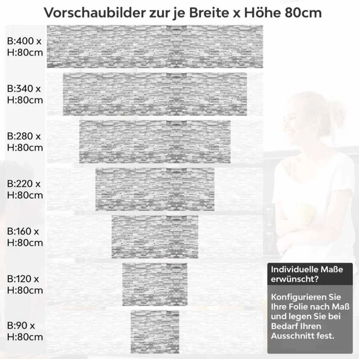 Küchenrückwand Folie Backstein Hell-Weiß - Minimalistischer Chic Höhe 80cm