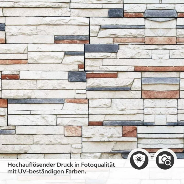 Küchenrückwand Folie Naturstein Look - Rustikaler trifft Farbe Detailbild 2