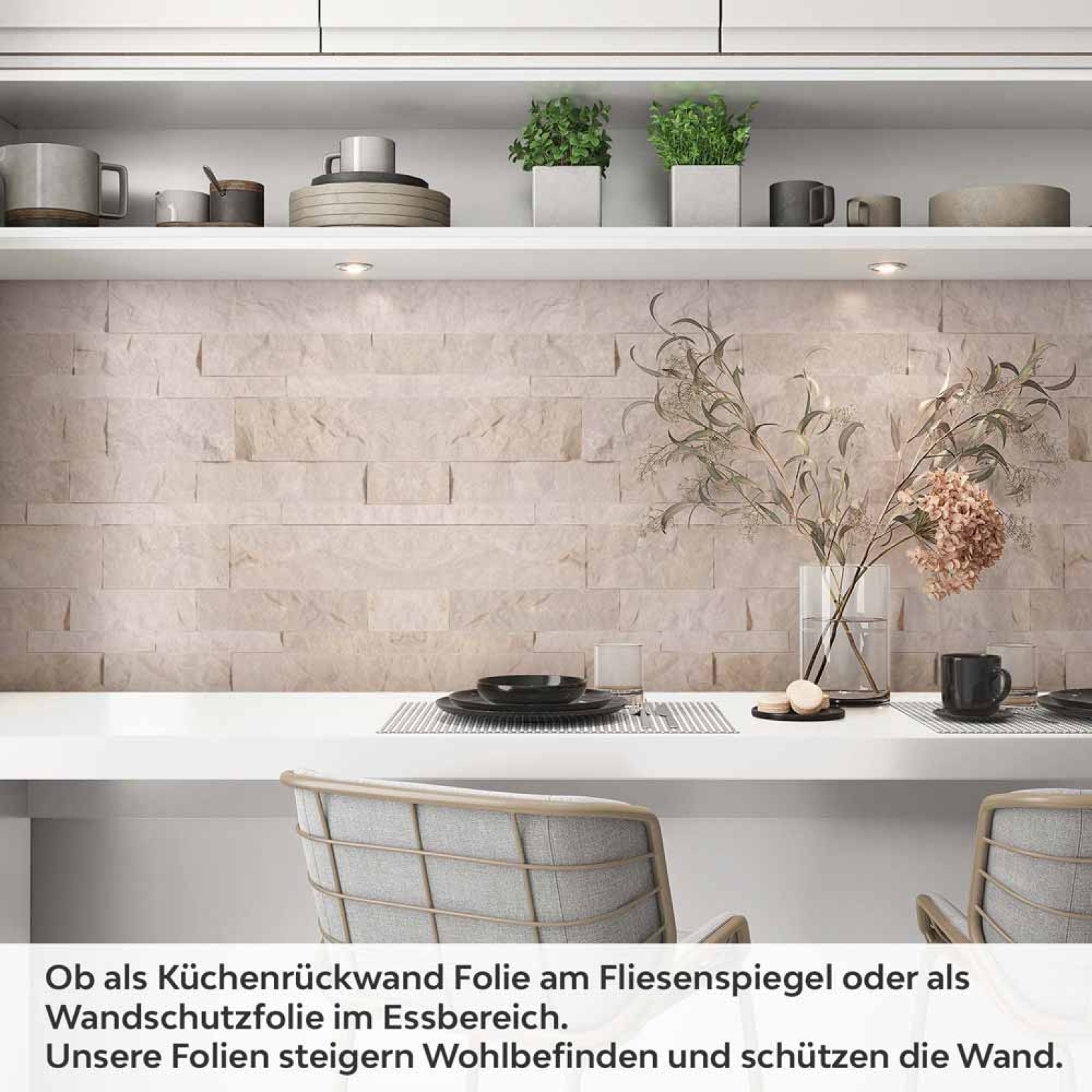 Küchenrückwand Folie Schiefer Beige - Wohlfühlambiente für die Küche Artikelbild 1