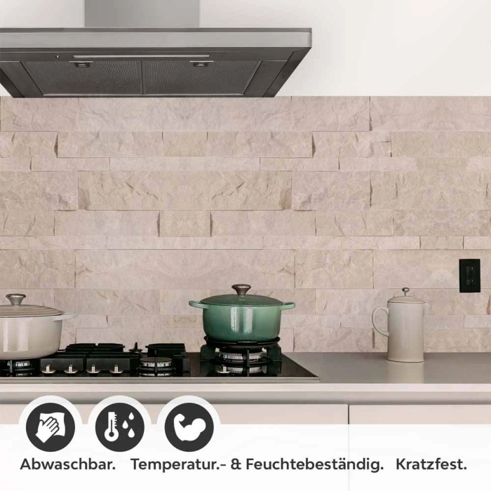 Küchenrückwand Folie Schiefer Beige - Wohlfühlambiente für die Küche Detailbild 1
