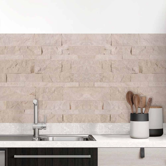 Küchenrückwand Folie Schiefer Beige - Wohlfühlambiente für die Küche Hauptbild 1