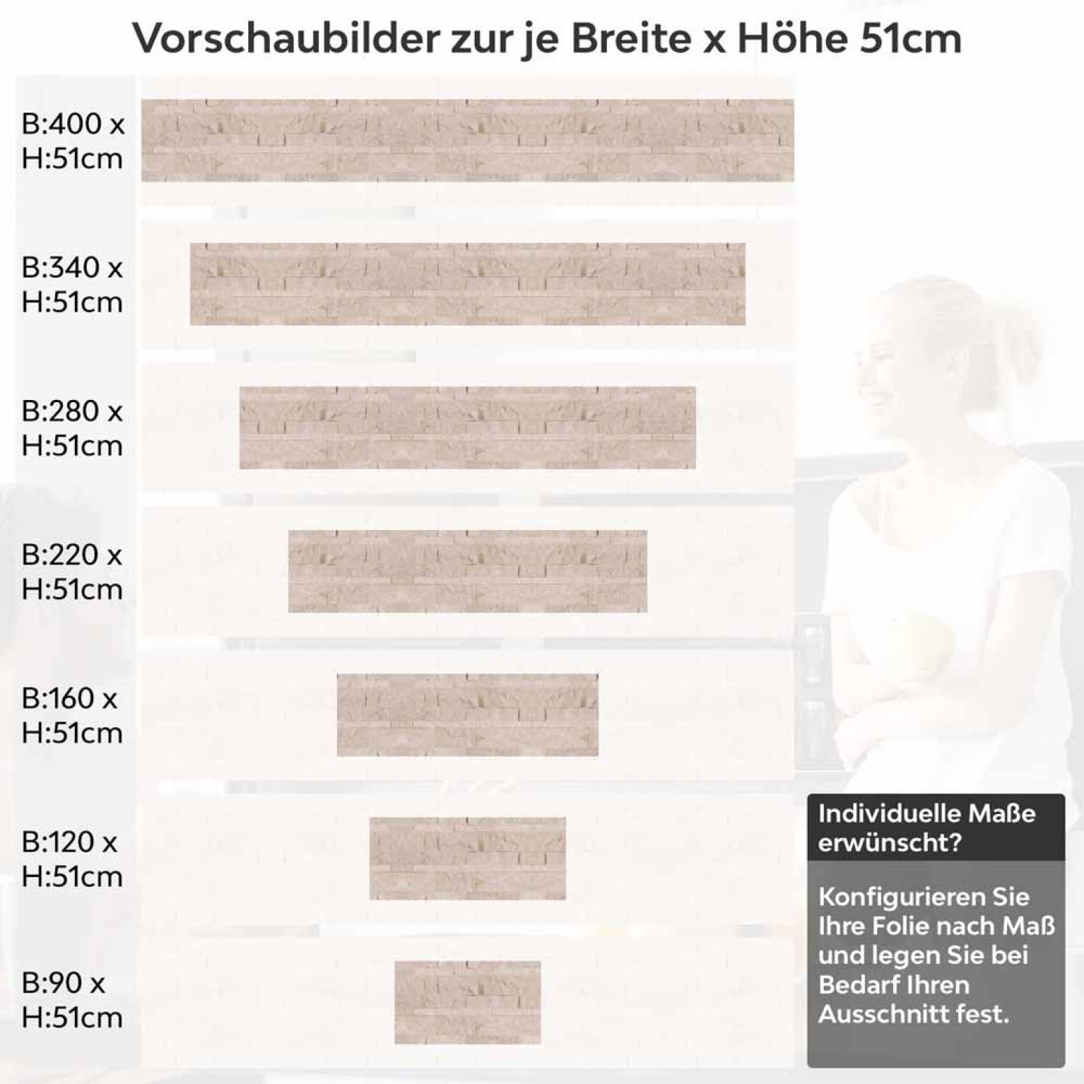 Küchenrückwand Folie Schiefer Beige - Wohlfühlambiente für die Küche Höhe 51cm