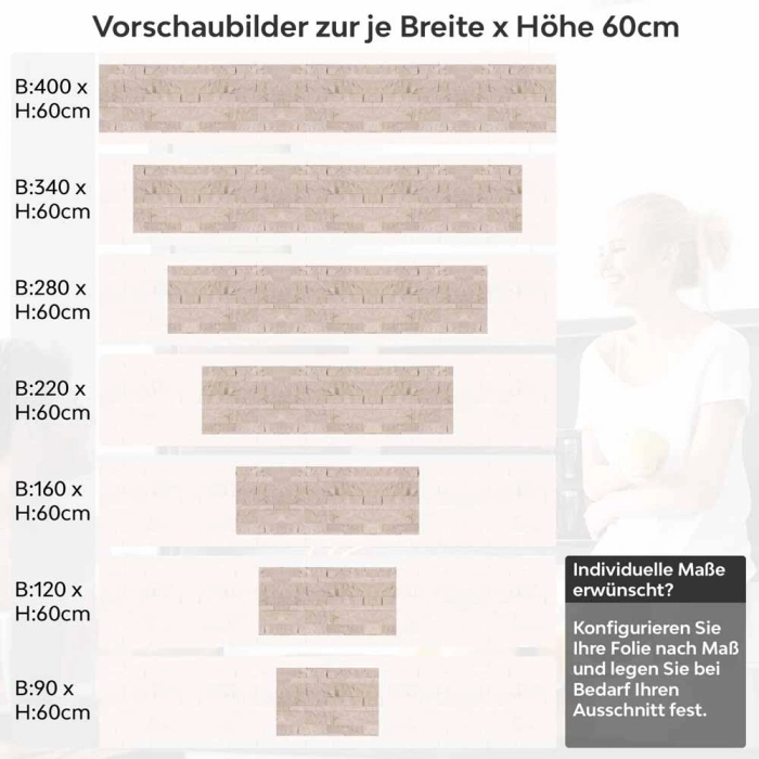 Küchenrückwand Folie Schiefer Beige - Wohlfühlambiente für die Küche Höhe 60cm