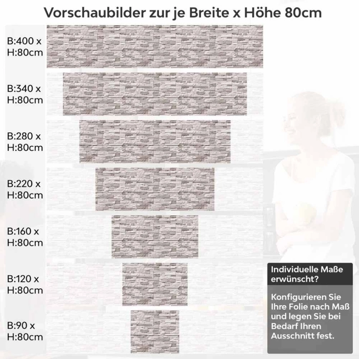 Küchenrückwand Folie Schieferstein Hellbeige Höhe 80cm