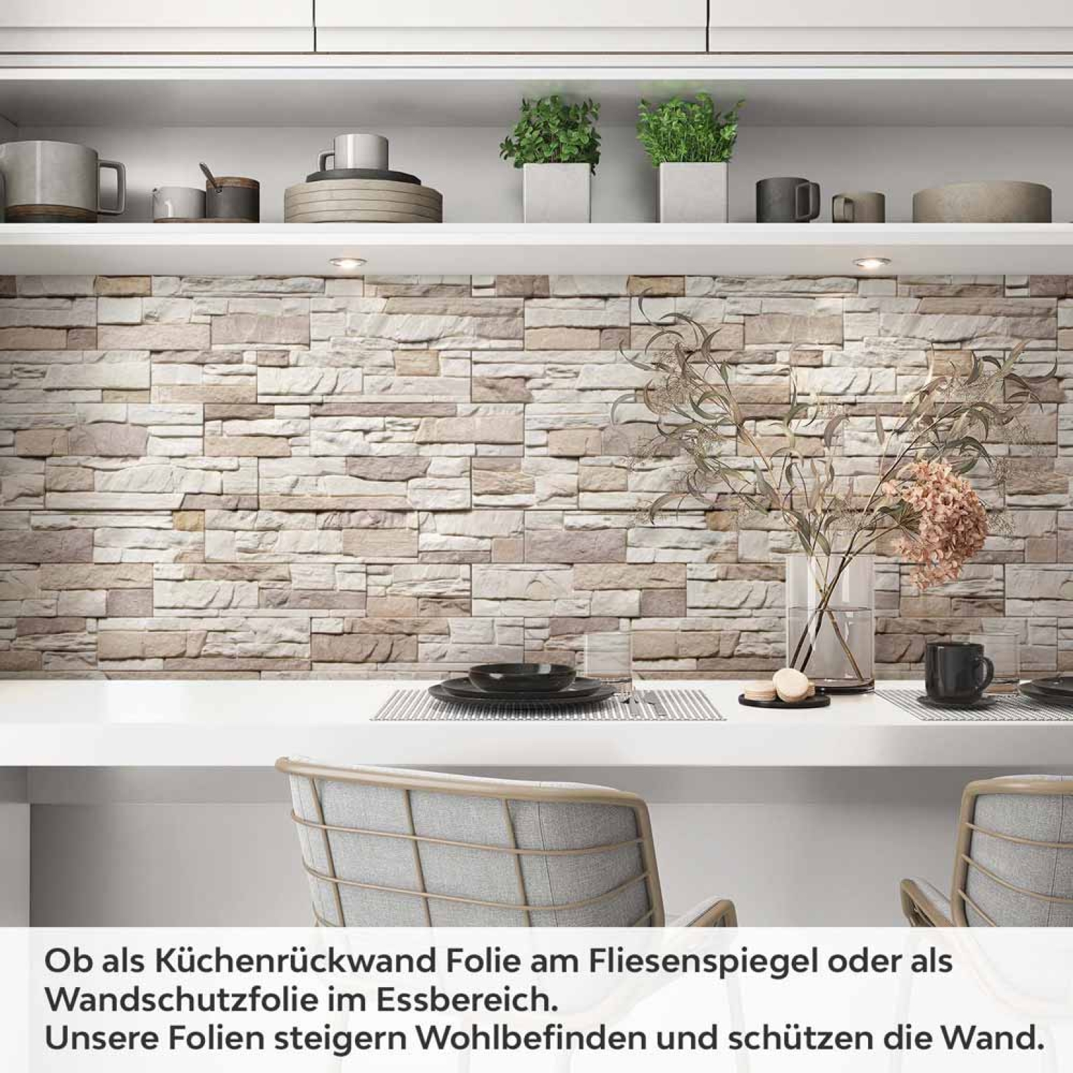 Küchenrückwand Folie Schieferstein Cremebeige Artikelbild 1