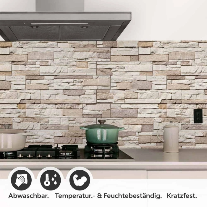 Küchenrückwand Folie Schieferstein Cremebeige Detailbild 1