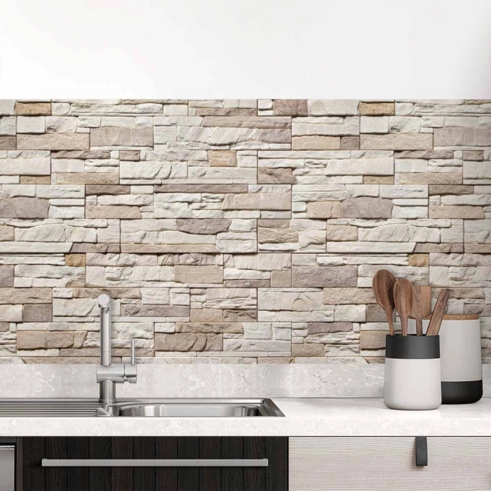 Küchenrückwand Folie Schieferstein Cremebeige Hauptbild 1