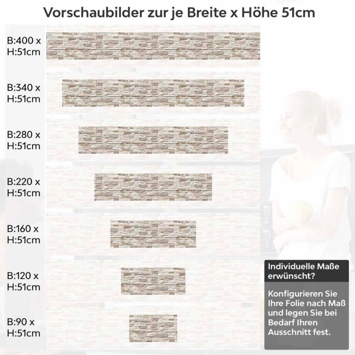Küchenrückwand Folie Schieferstein Cremebeige Höhe 51cm