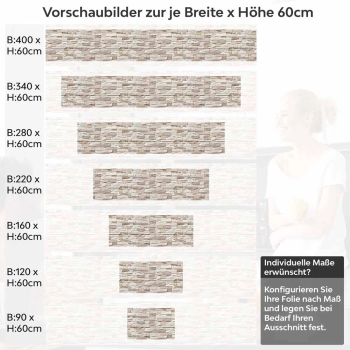 Küchenrückwand Folie Schieferstein Cremebeige Höhe 60cm