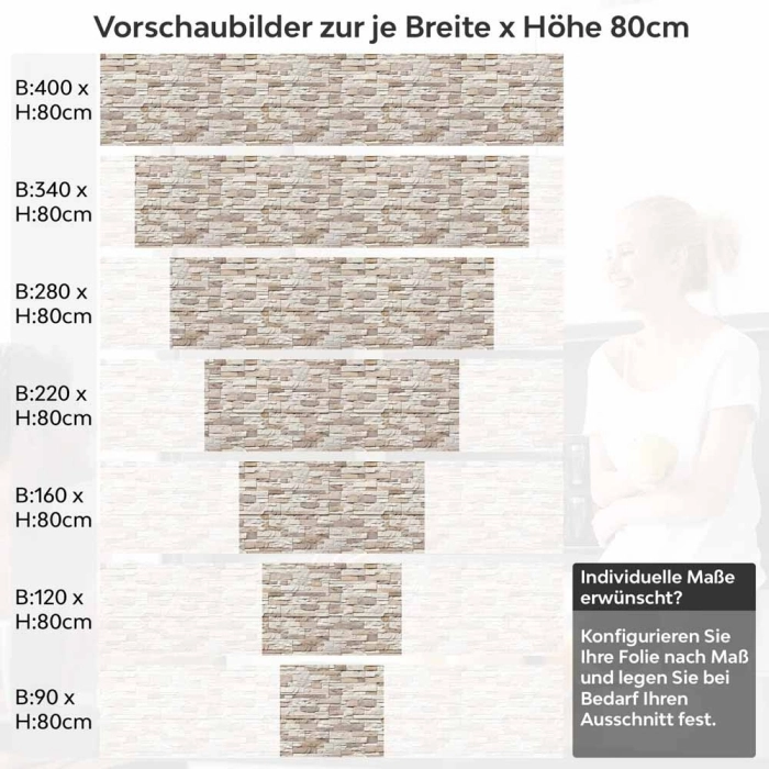 Küchenrückwand Folie Schieferstein Cremebeige Höhe 80cm