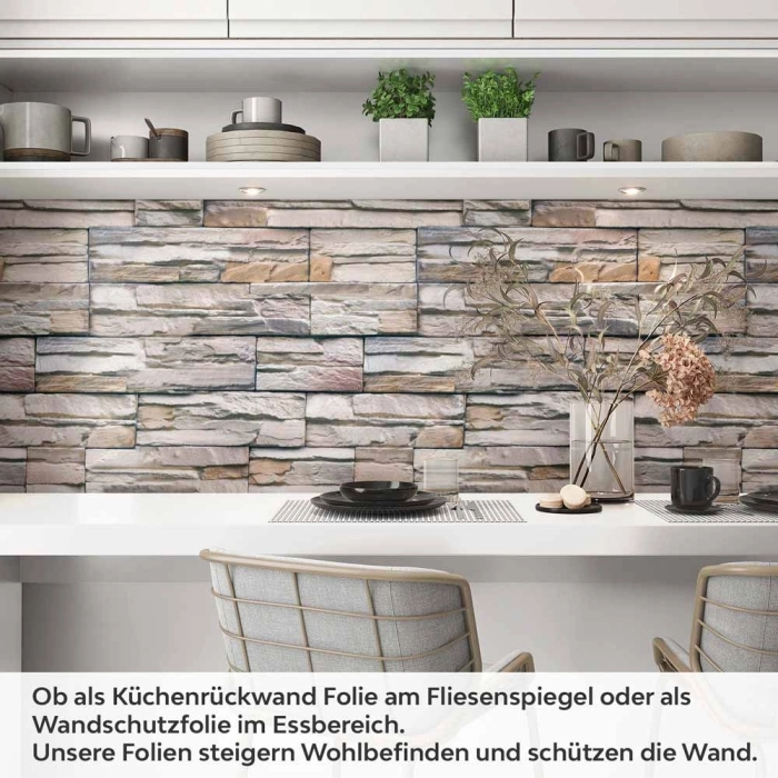Küchenrückwand Folie Rustikale Schieferstein Optik Artikelbild 1