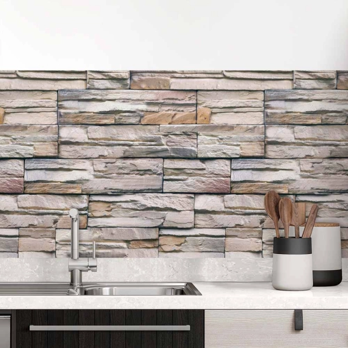 Küchenrückwand Folie Rustikale Schieferstein Optik