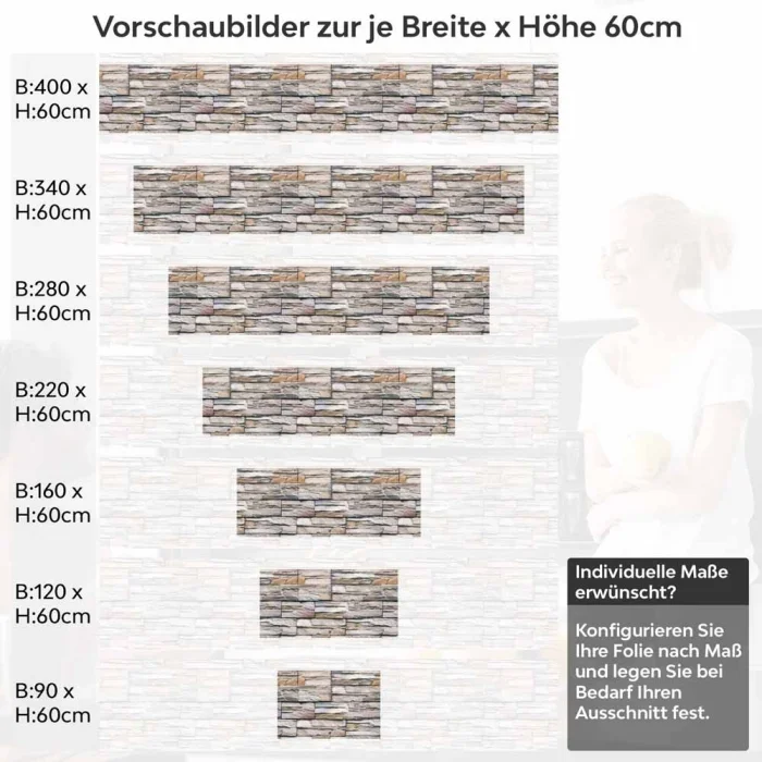 Küchenrückwand Folie Rustikale Schieferstein Optik Höhe 60cm