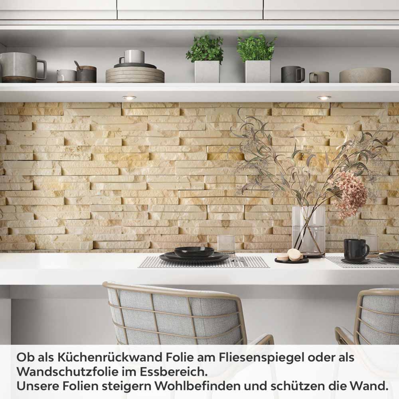 Küchenrückwand Folie Sandfarbene Schieferstruktur Artikelbild 1