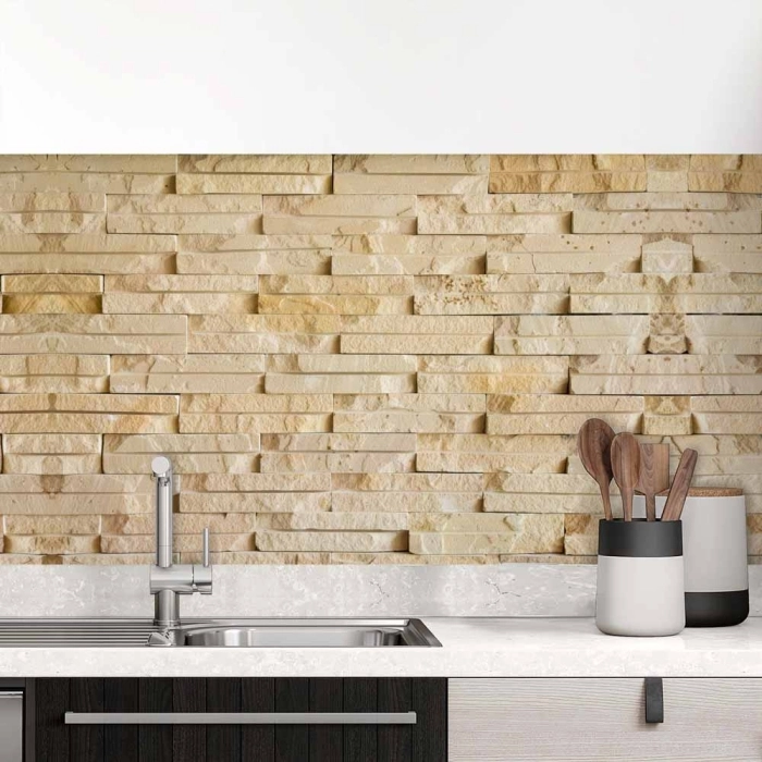 Küchenrückwand Folie Sandfarbene Schieferstruktur