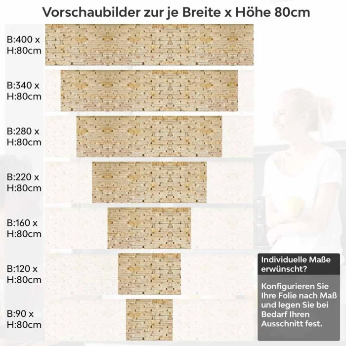 Küchenrückwand Folie Sandfarbene Schieferstruktur Höhe 80cm