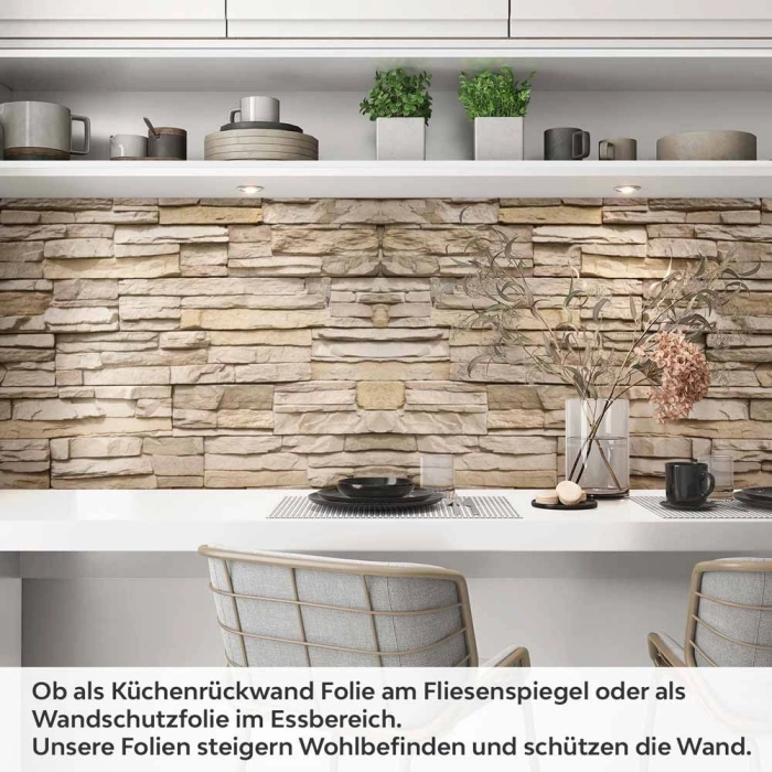 Küchenrückwand Folie Braunbeige Schichtstein Artikelbild 1