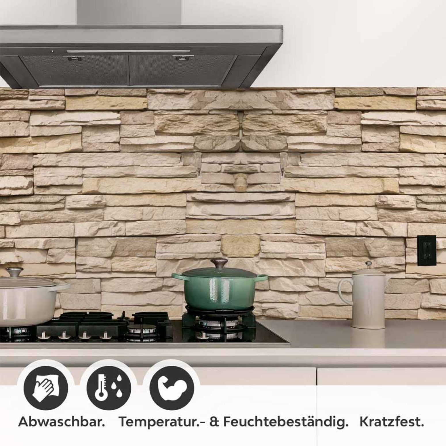 Küchenrückwand Folie Braunbeige Schichtstein Detailbild 1
