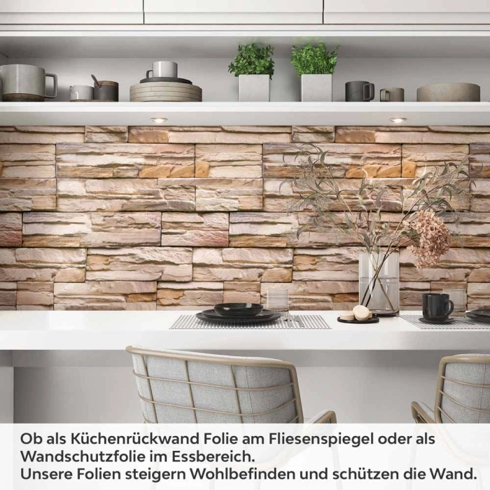 Küchenrückwand Folie Steinwand Schiefersteinoptik Artikelbild 1