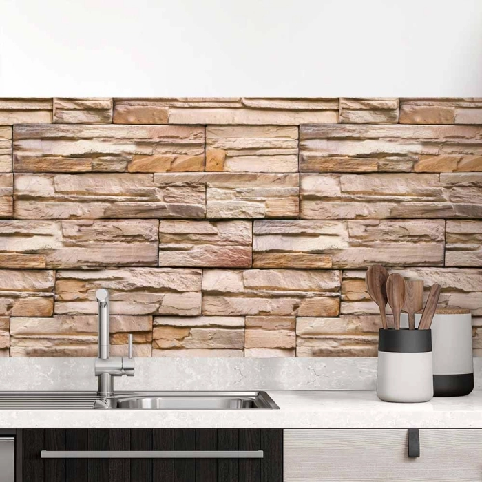 Küchenrückwand Folie Steinwand Schiefersteinoptik