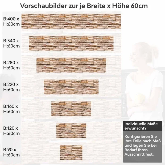 Küchenrückwand Folie Steinwand Schiefersteinoptik Höhe 60cm