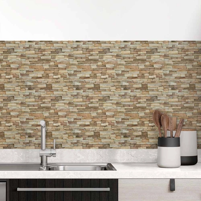 Küchenrückwand Folie Schieferstein in Erdtöne