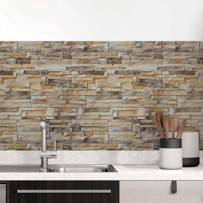 Küchenrückwand Folie mit natürlicher Schieferoptik