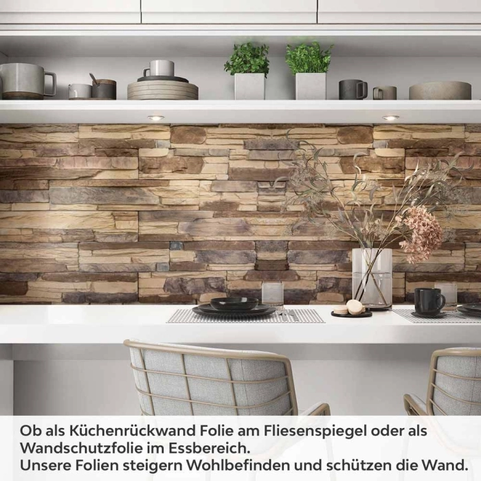 Küchenrückwand Folie Steinriemchen Steinmauer Artikelbild 1