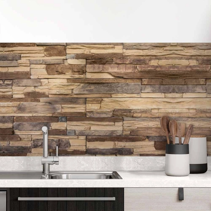 Küchenrückwand Folie Steinriemchen Steinmauer