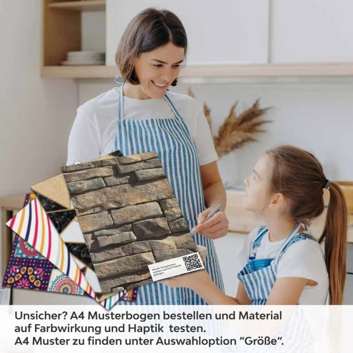 Küchenrückwand Folie Steinstruktur Dunkelbraun A4 Muster