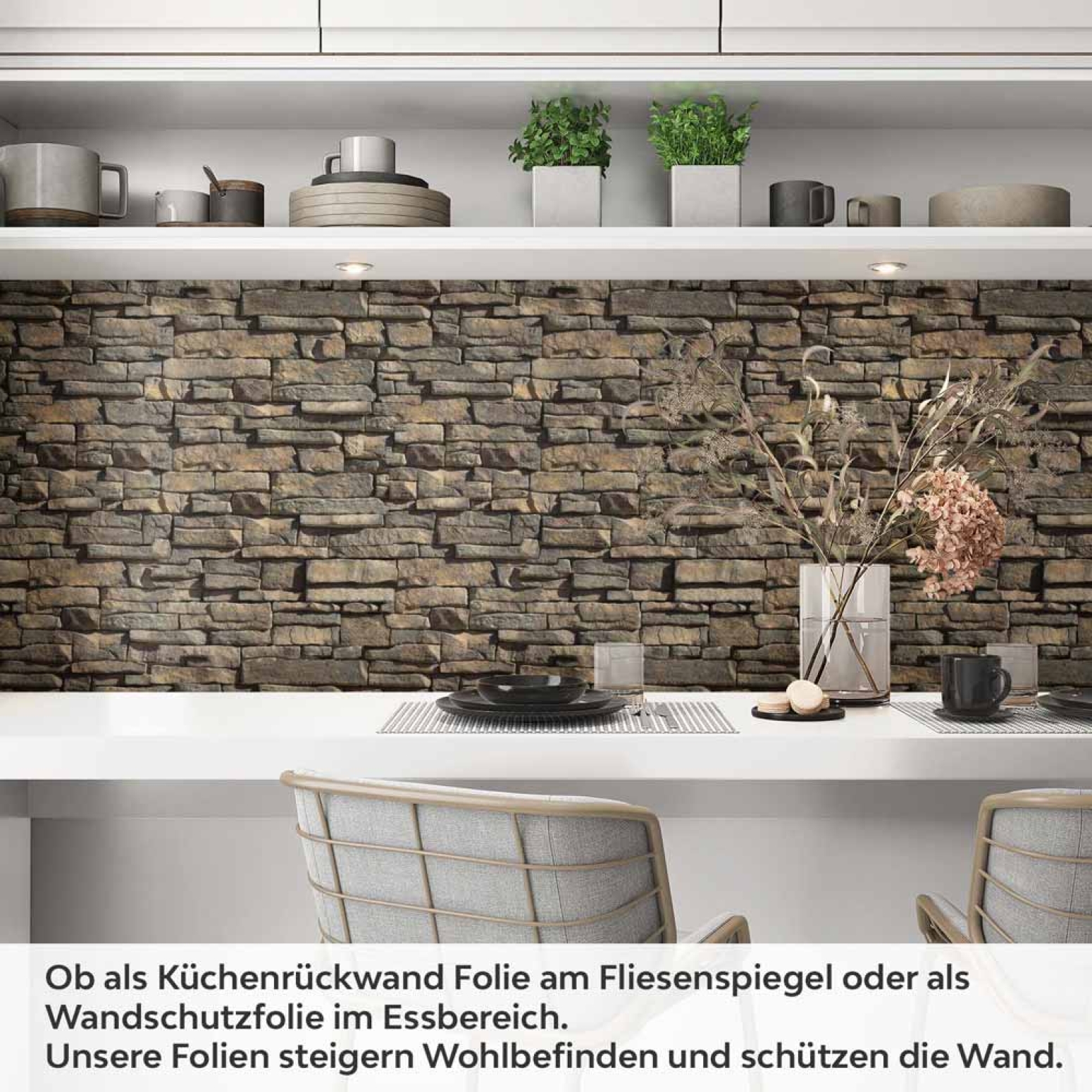 Küchenrückwand Folie Steinstruktur Dunkelbraun Artikelbild 1