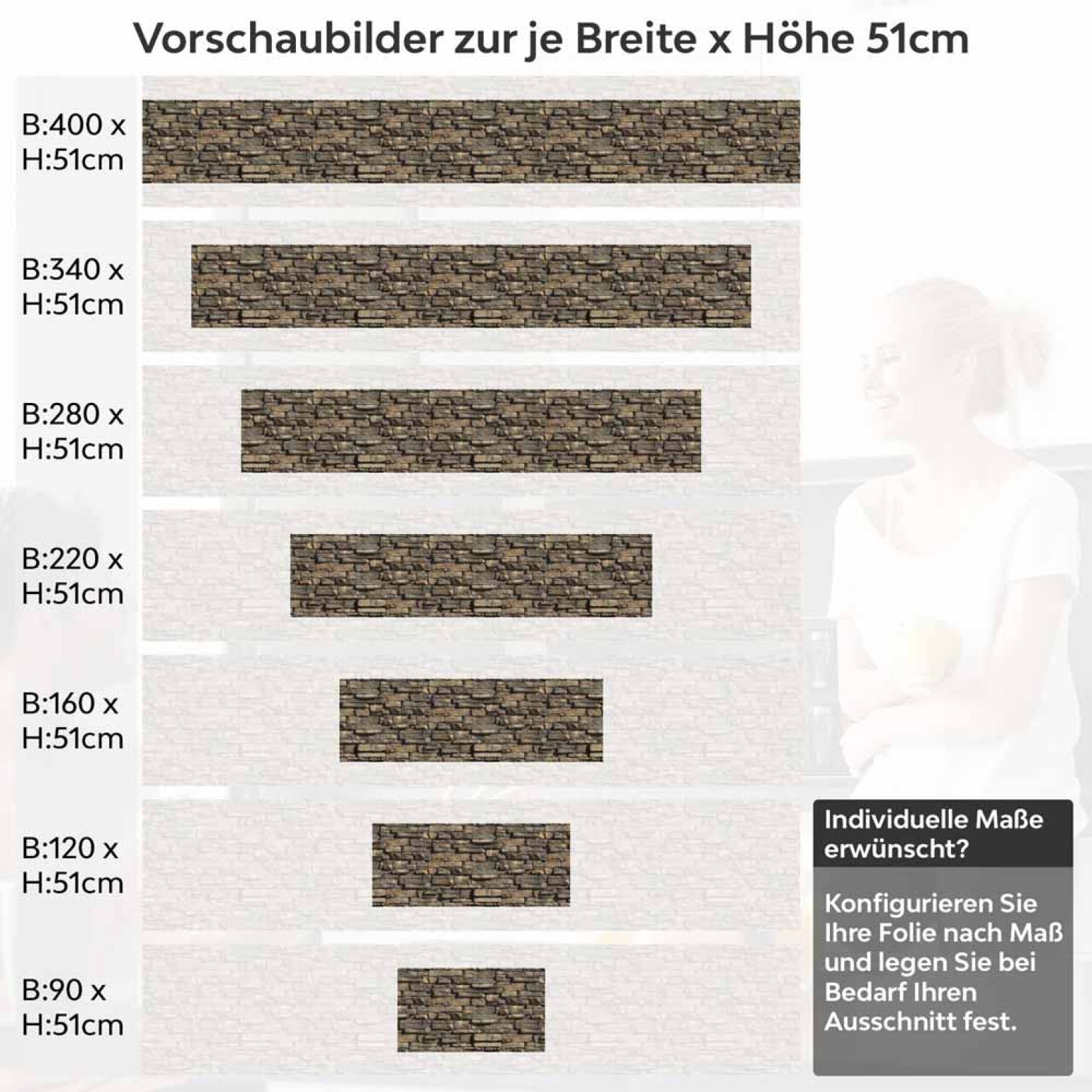 Küchenrückwand Folie Steinstruktur Dunkelbraun Höhe 51cm