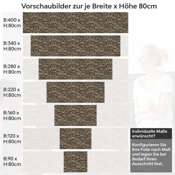 Küchenrückwand Folie Steinstruktur Dunkelbraun Höhe 80cm