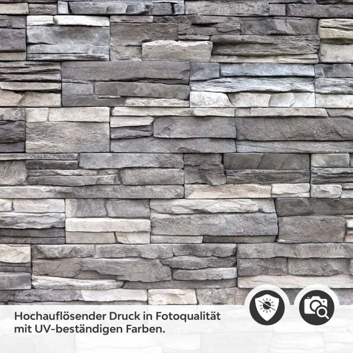 Küchenrückwand Folie Wandsteinoptik - Naturgetreue Schiefer in edlen Grautönen Detailbild 2