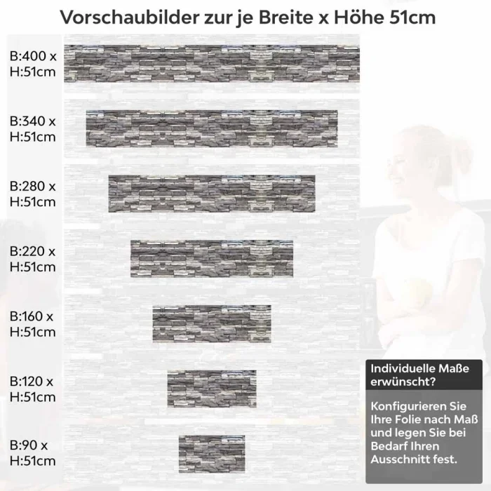 Küchenrückwand Folie Wandsteinoptik - Naturgetreue Schiefer in edlen Grautönen Höhe 51cm